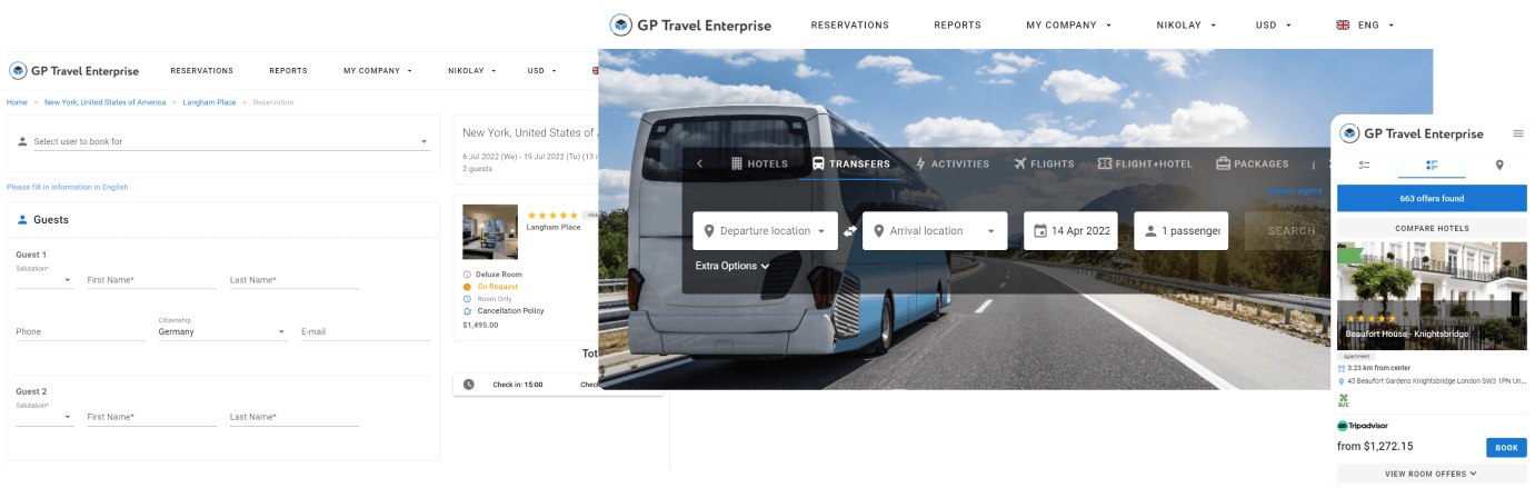 GP Travel Interprase interface