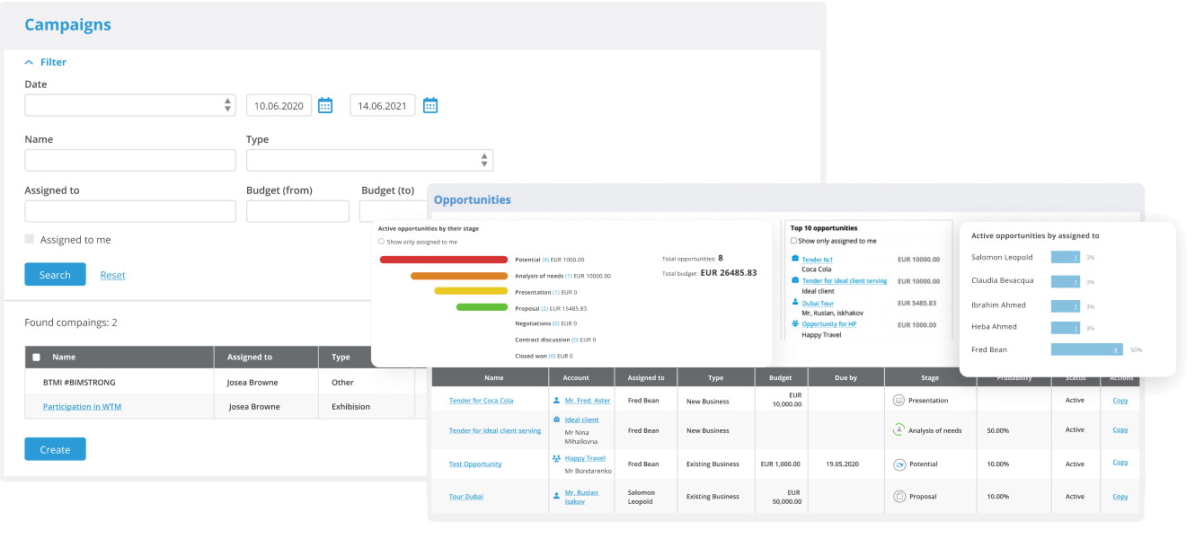 GP Solutions CRM interface