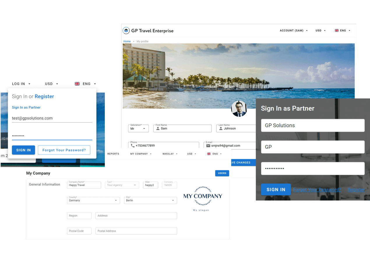 Partner-Login-System von GP Travel Enterprise