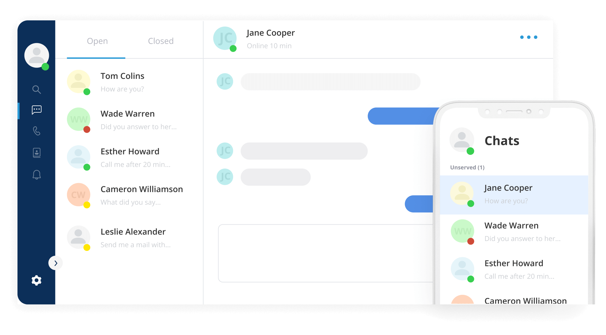 Chat app interface