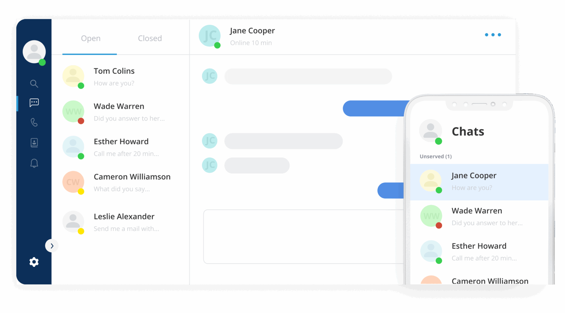 Chat app interface