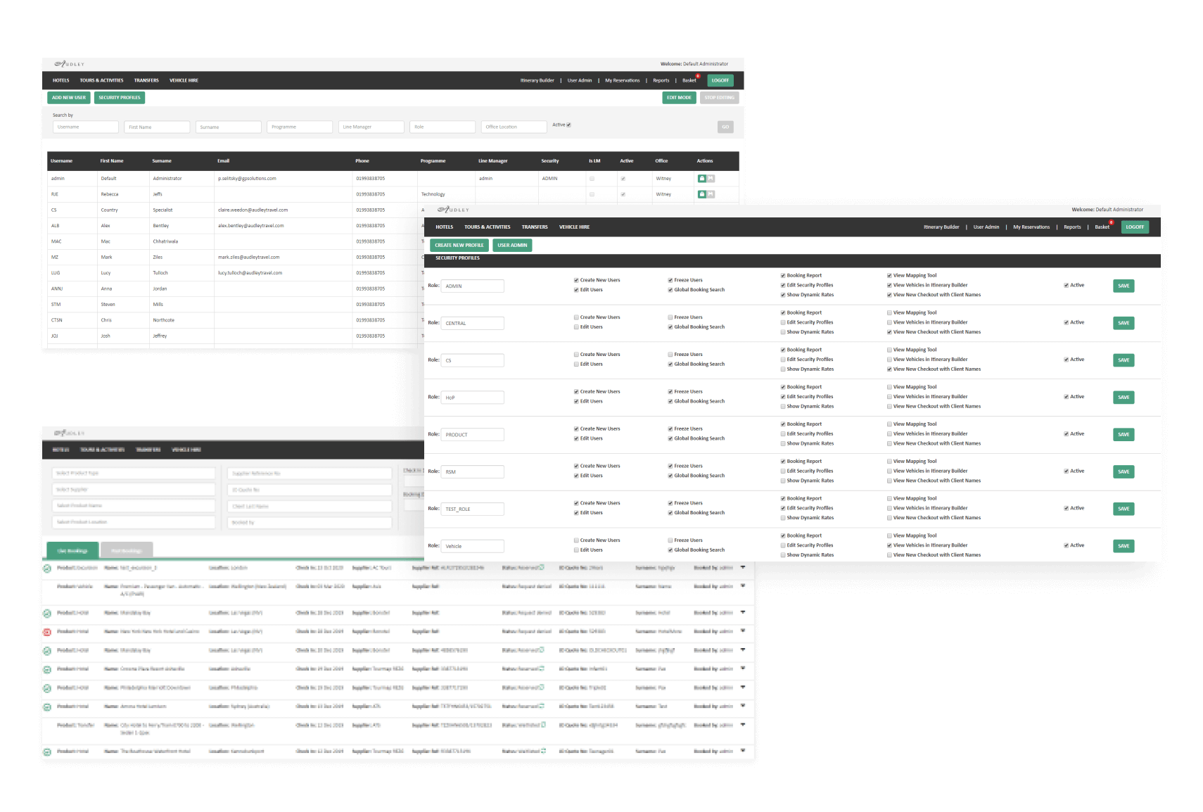 B2B Interface on travel website