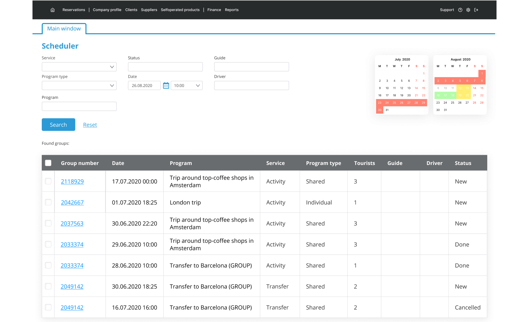 Scheduler for Asistour