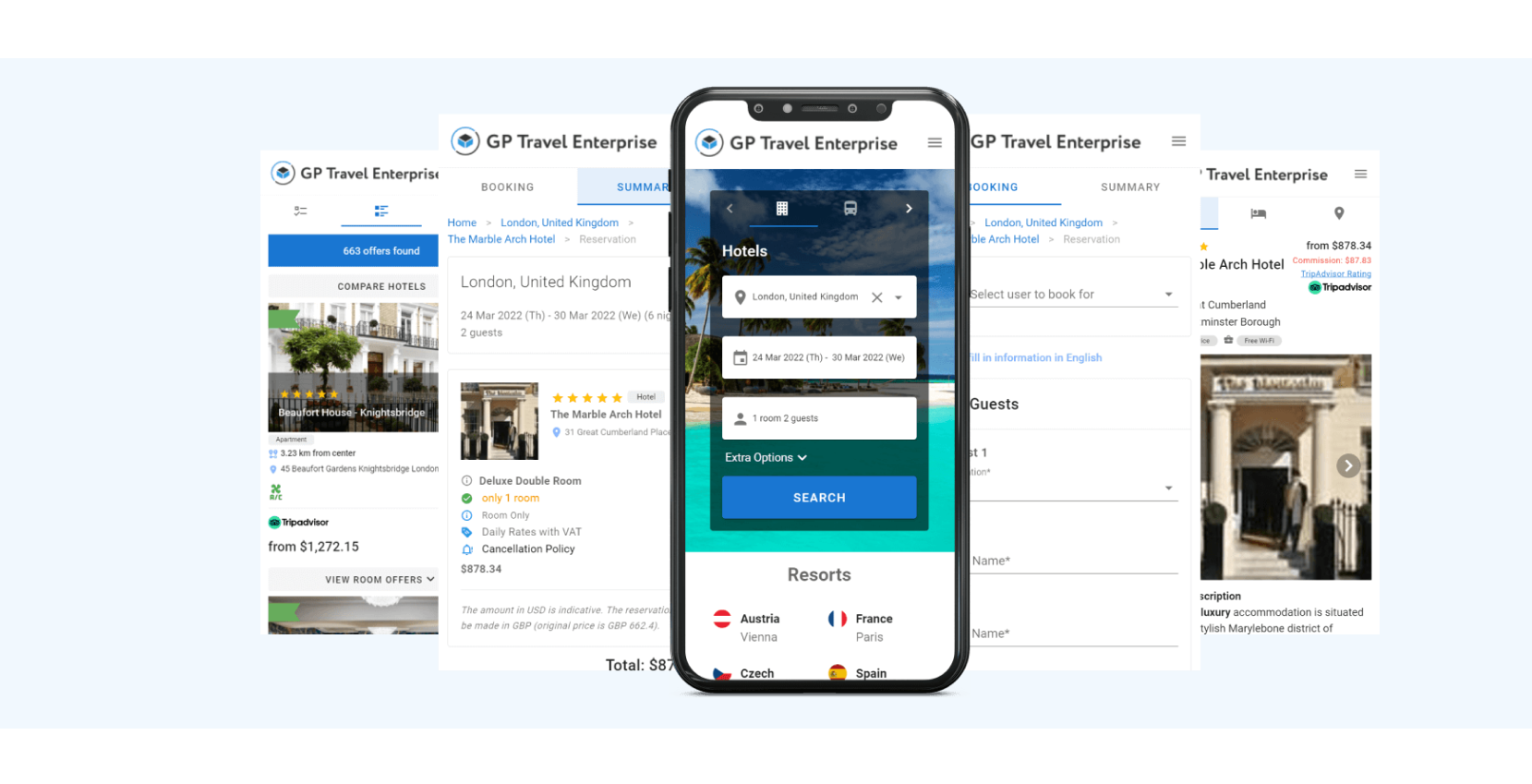 Hotels search mobile app by GP Solutions