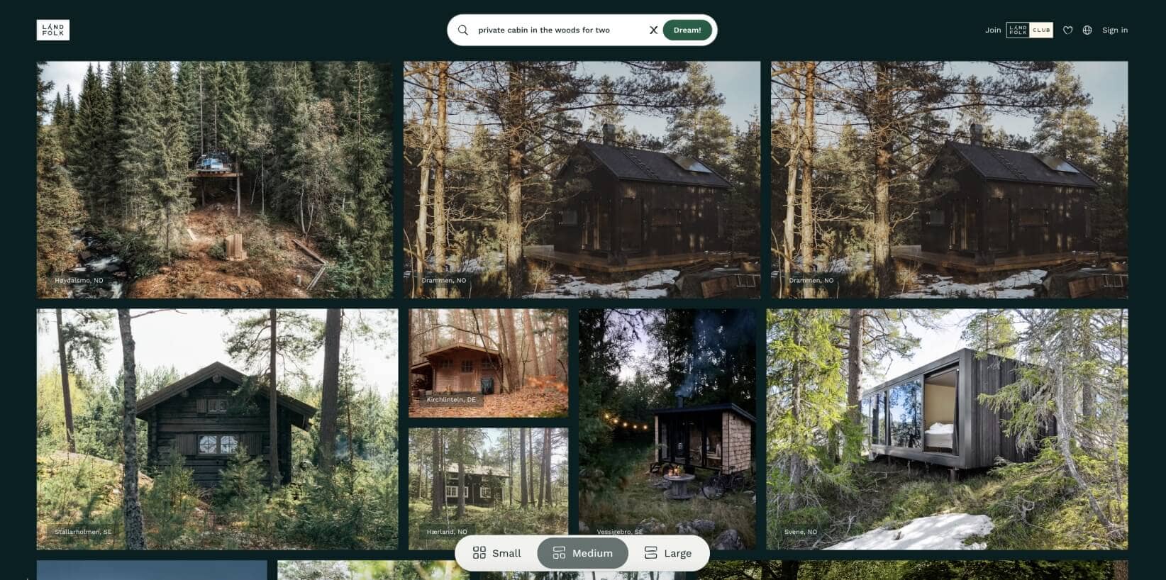 Screenshot of property options in Northern Europe