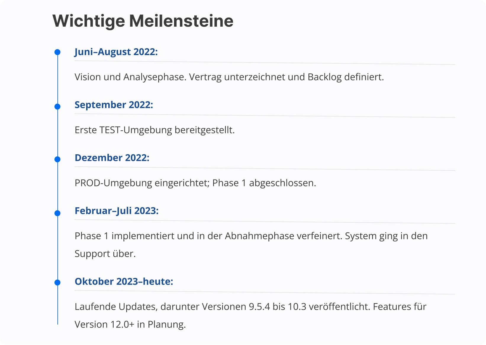 Wichtige Meilensteine eines Software-Projektes