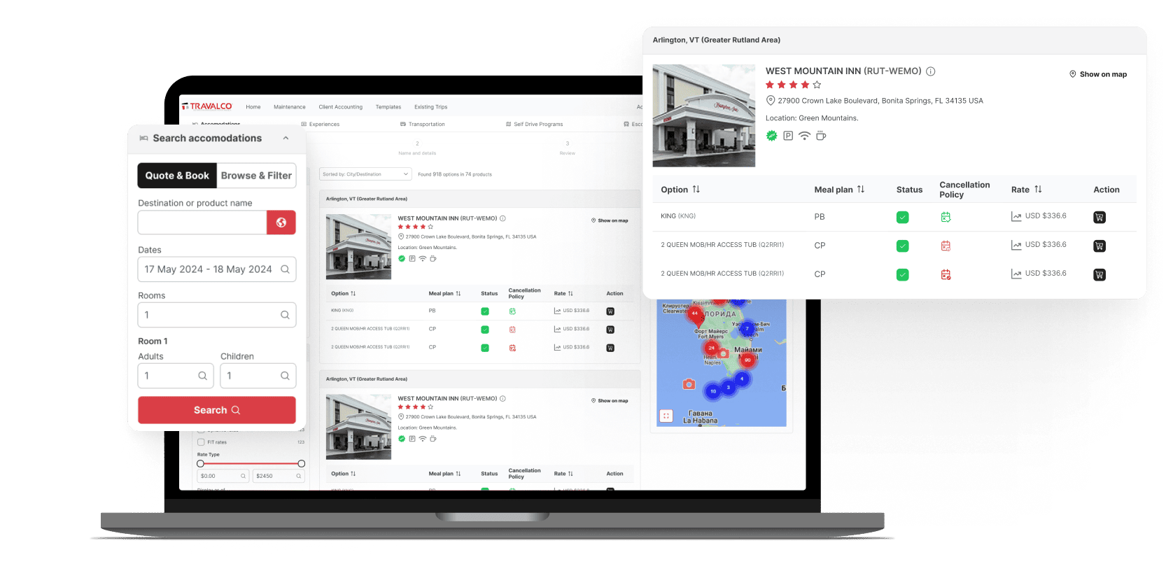 TravelNet system screenshots