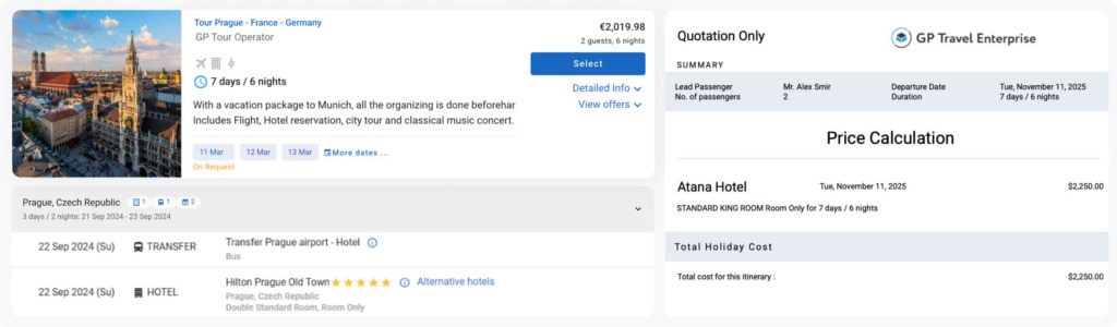 Itinerary and Quotation Builder