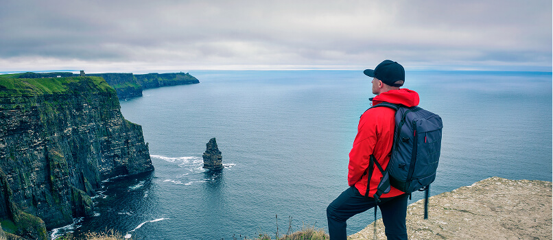 Man standing at the rock