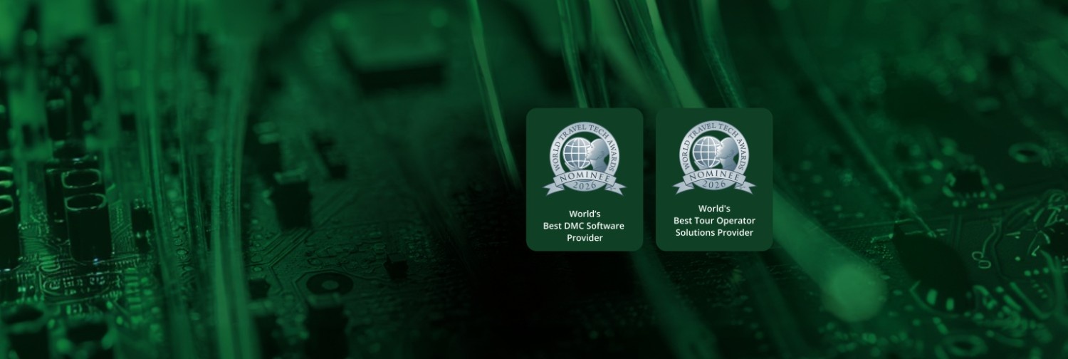 Two logos of World Travel Tech Awards 2026 nominees against black and green background